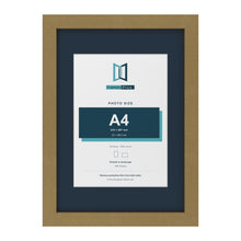 Gold A3 picture frame with a Pacific Blue mount for an A4 photo