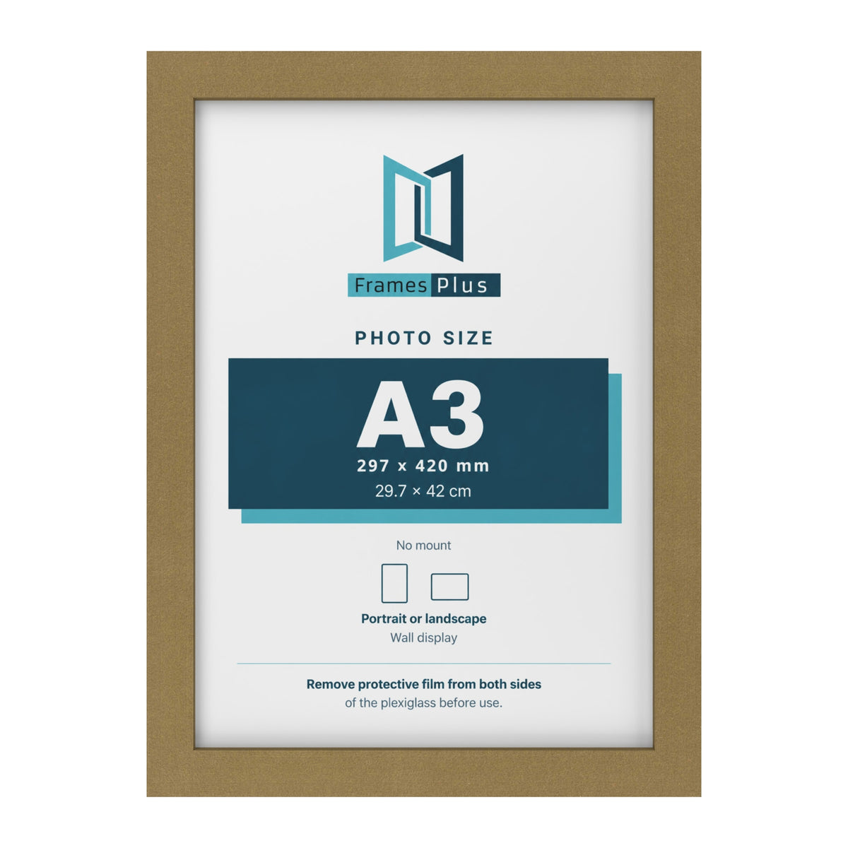 Gold picture frame for an A3 photo