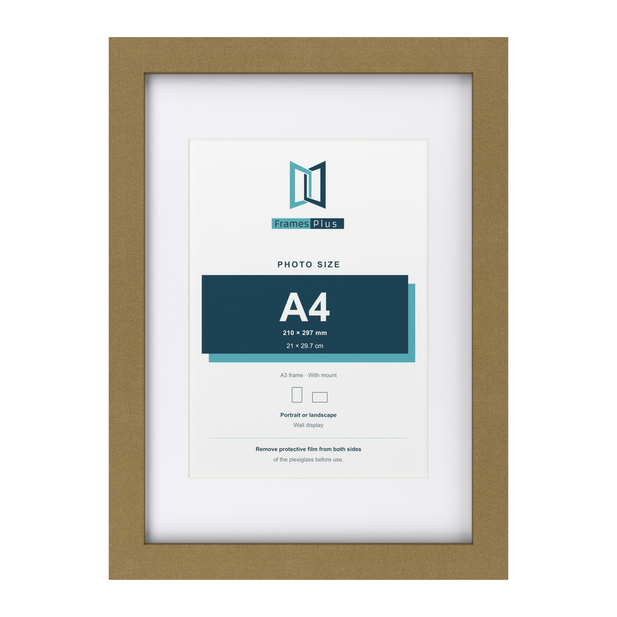 Gold A3 picture frame with a white mount for an A4 photo