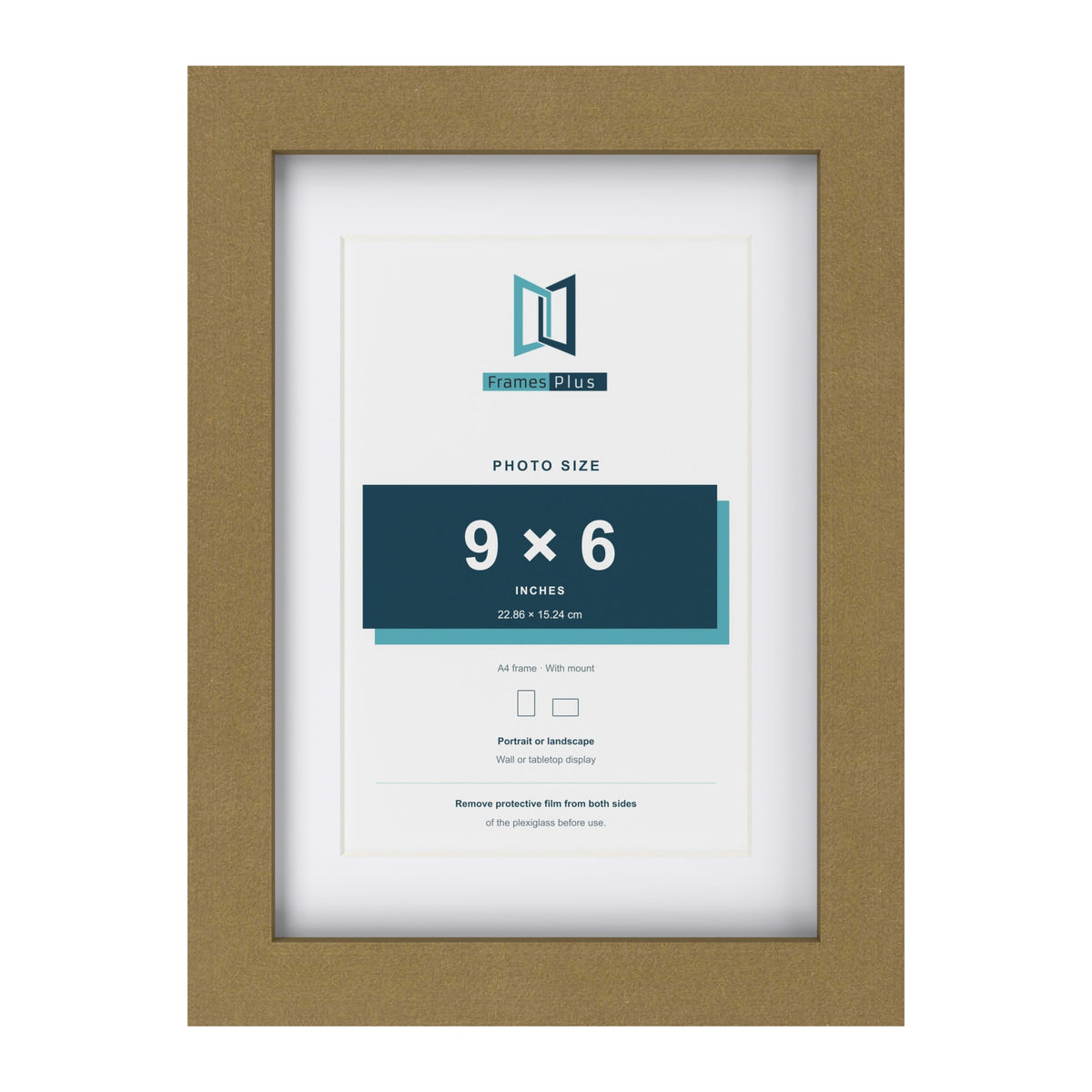 Gold A4 picture frame with a white mount for a 9 x 6 inch photo