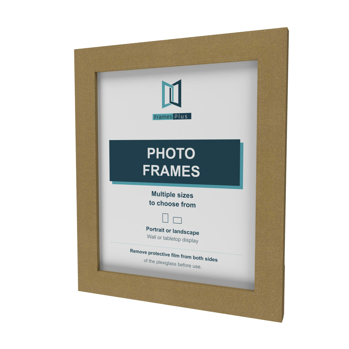 Gold picture frame, angled view