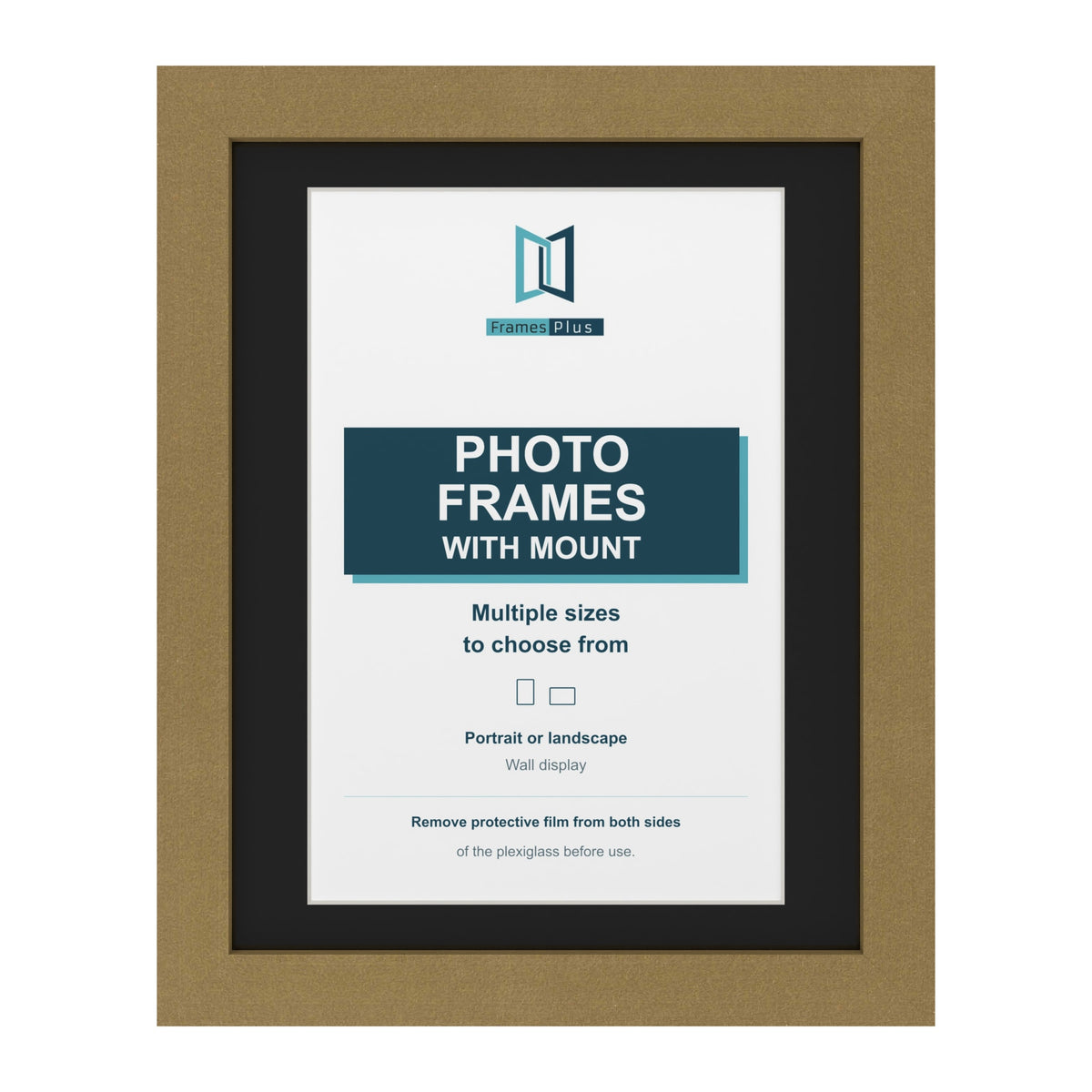 Gold picture frame with a black mount