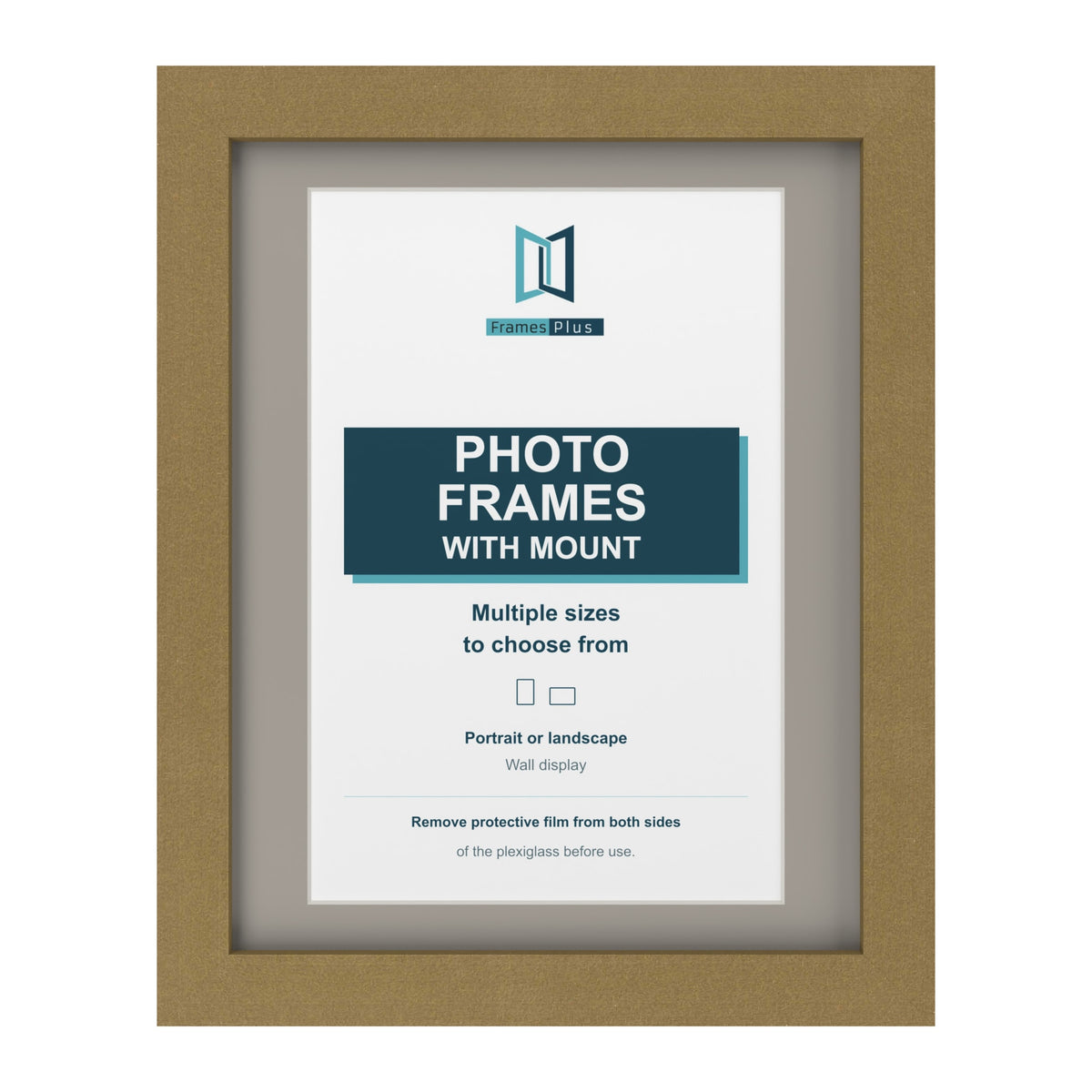 Gold picture frame with a Dawn Grey mount