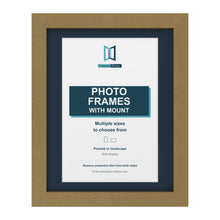 Gold picture frame with a Pacific Blue mount