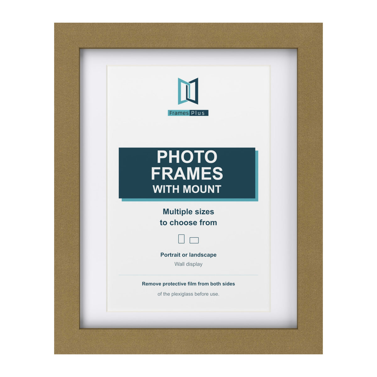 Gold picture frame with a white mount