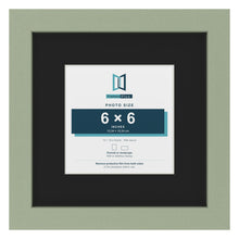 Green 10 x 10 inch picture frame with a black mount for a 6 x 6 inch photo