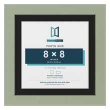 Green 10 x 10 inch picture frame with a black mount for an 8 x 8 inch photo