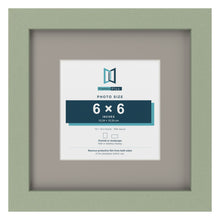 Green 10 x 10 inch picture frame with a Dawn Grey mount for a 6 x 6 inch photo