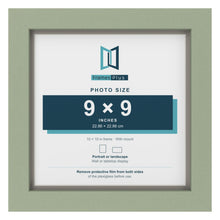 Green 10 x 10 inch picture frame with a Dawn Grey mount for a 9 x 9 inch photo