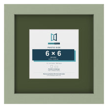 Green 10 x 10 inch picture frame with a green mount for a 6 x 6 inch photo