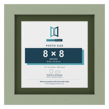 Green 10 x 10 inch picture frame with a green mount for an 8 x 8 inch photo