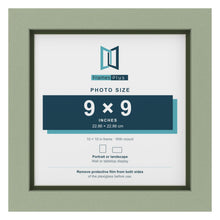Green 10 x 10 inch picture frame with a green mount for a 9 x 9 inch photo
