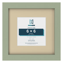 Green 10 x 10 inch picture frame with an ivory mount for a 6 x 6 inch photo