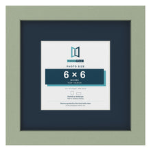 Green 10 x 10 inch picture frame with a Pacific Blue mount for a 6 x 6 inch photo
