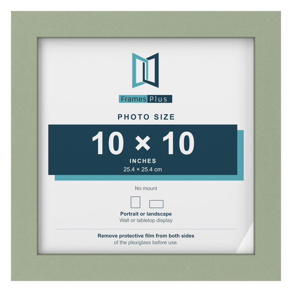 Green picture frame for a 10 x 10 inch photo