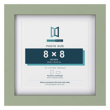 Green 10 x 10 inch picture frame with a white mount for a 8 x 8 inch photo