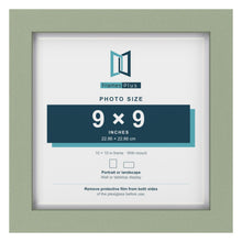 Green 10 x 10 inch picture frame with a white mount for a 9 x 9 inch photo