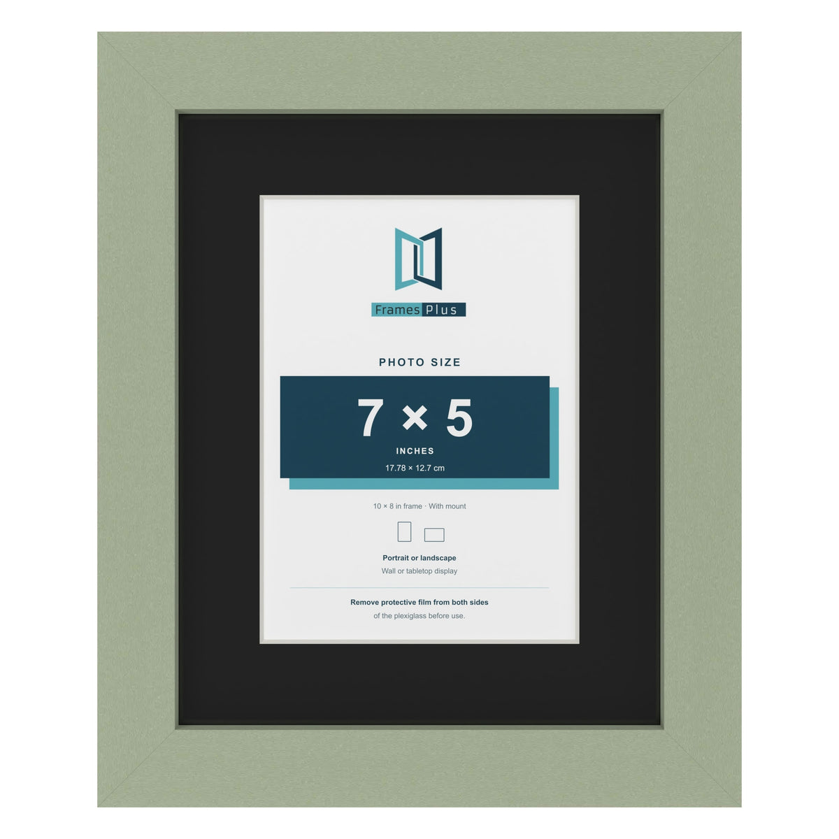Green 10 x 8 inch picture frame with a black mount for a 7 x 5 inch photo