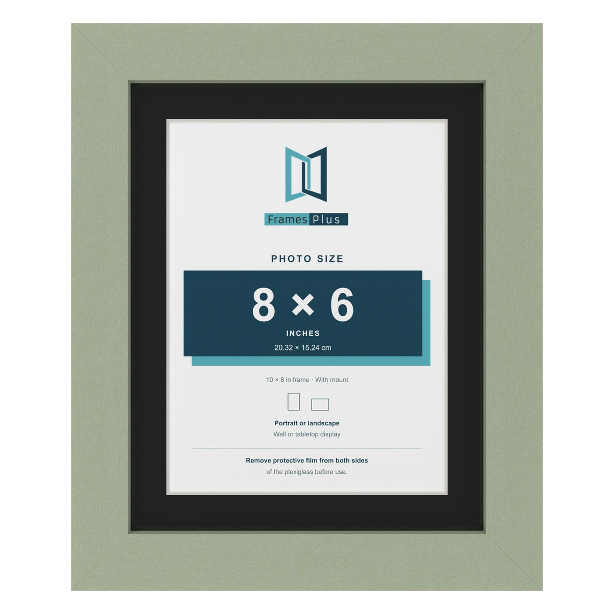 Green 10 x 8 inch picture frame with a black mount for an 8 x 6 inch photo
