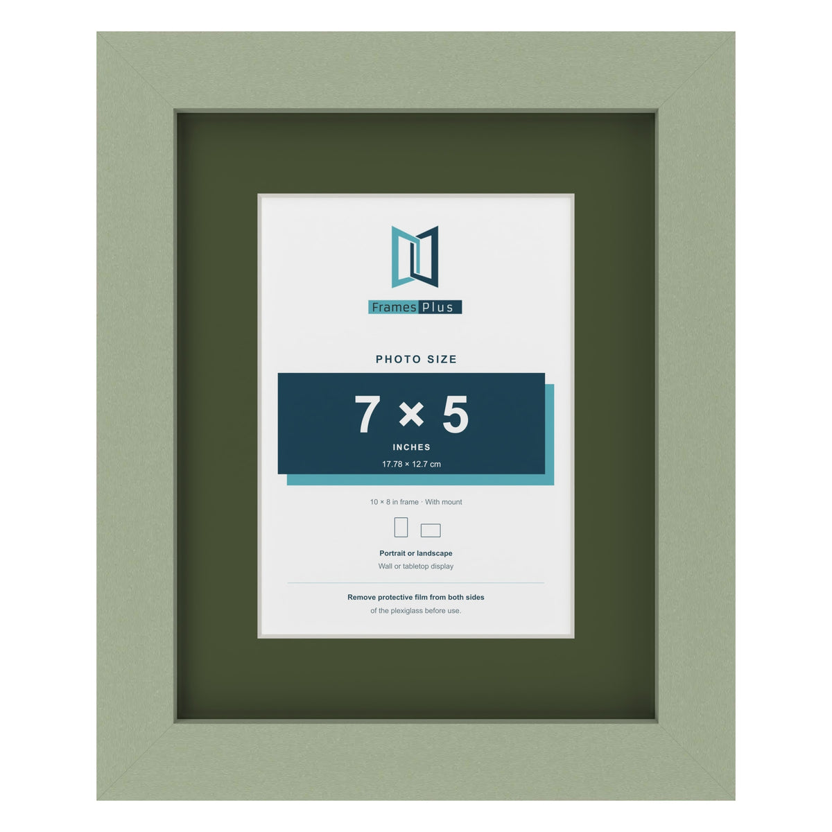 Green 10 x 8 inch picture frame with a green mount for a 7 x 5 inch photo