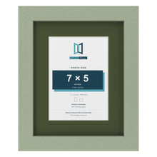 Green 10 x 8 inch picture frame with a green mount for a 7 x 5 inch photo