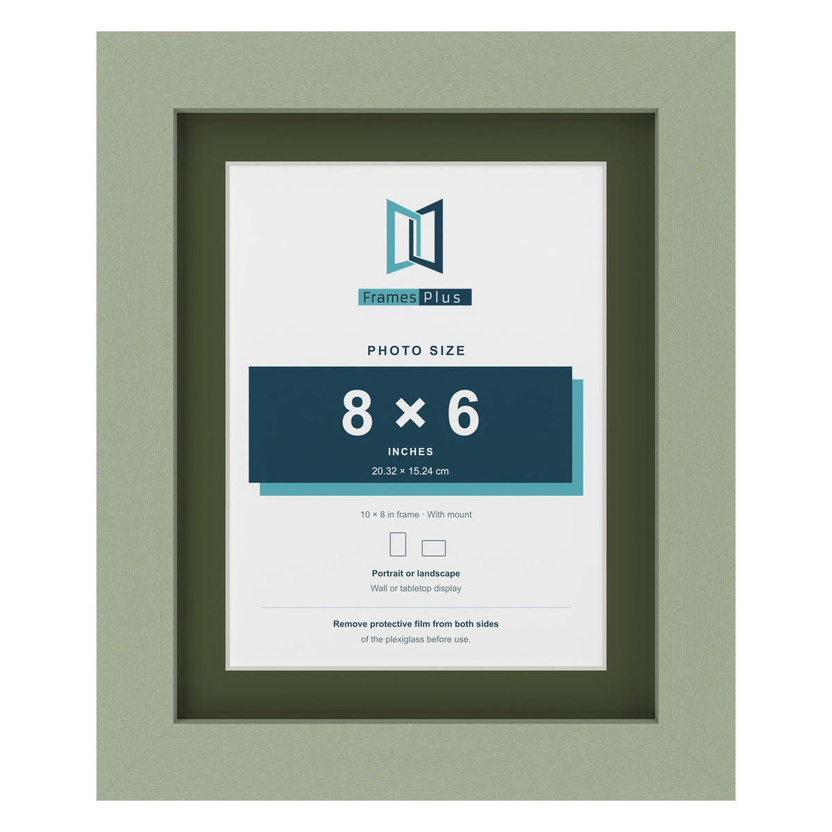 Green 10 x 8 inch picture frame with a green mount for an 8 x 6 inch photo