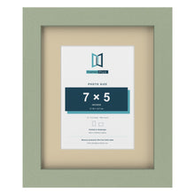 Green 10 x 8 inch picture frame with an ivory mount for a 7 x 5 inch photo