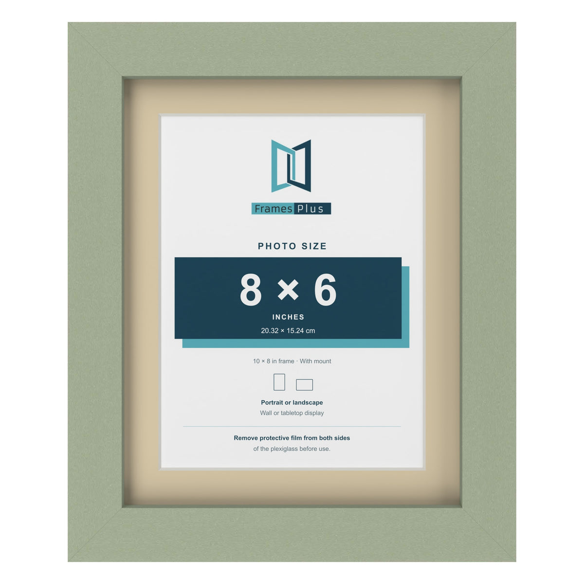 Green 10 x 8 inch picture frame with an ivory mount for an 8 x 6 inch photo