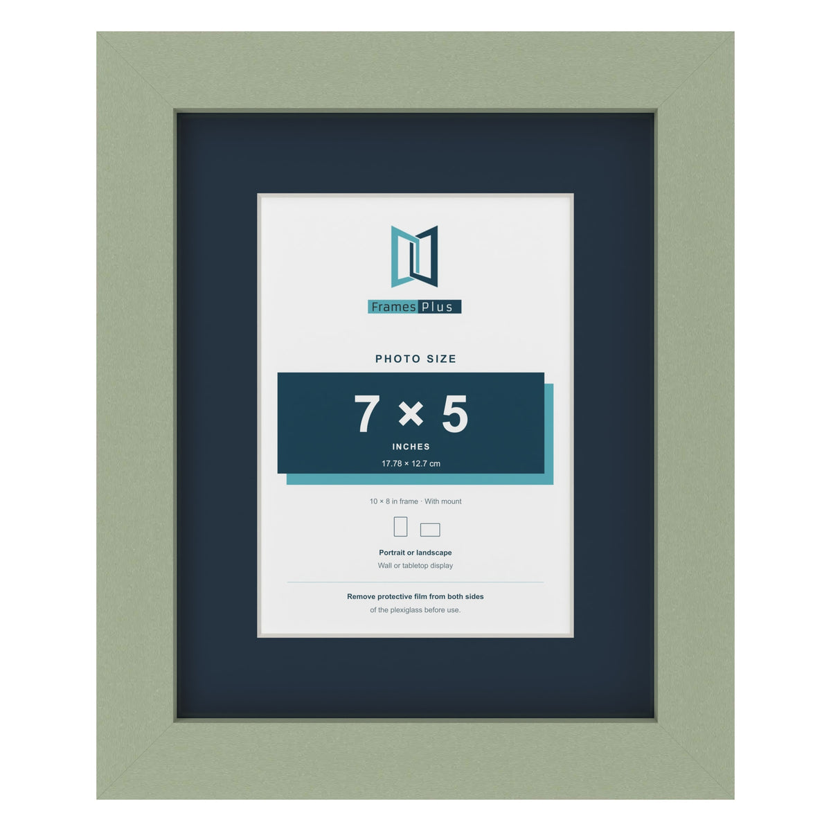 Green 10 x 8 inch picture frame with a Pacific Blue mount for a 7 x 5 inch photo