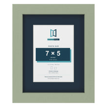 Green 10 x 8 inch picture frame with a Pacific Blue mount for a 7 x 5 inch photo