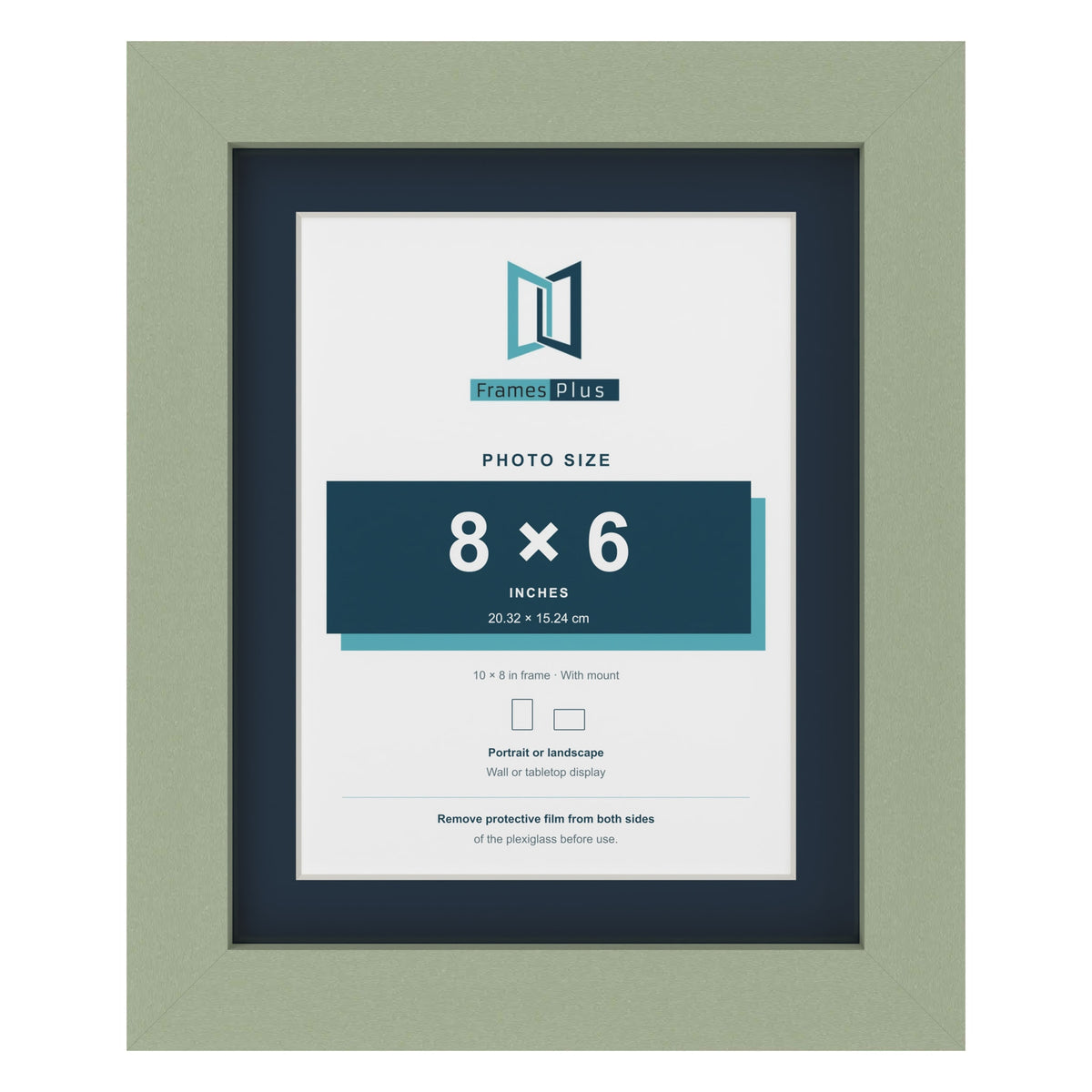 Green 10 x 8 inch picture frame with a Pacific Blue mount for an 8 x 6 inch photo