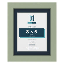 Green 10 x 8 inch picture frame with a Pacific Blue mount for an 8 x 6 inch photo