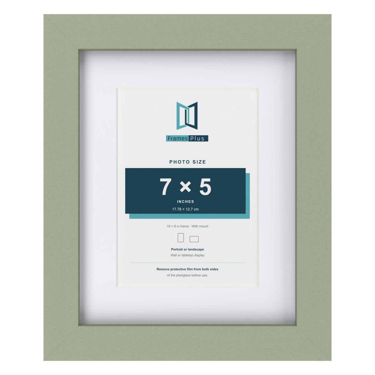 Green 10 x 8 inch picture frame with a white mount for a 7 x 5 inch photo