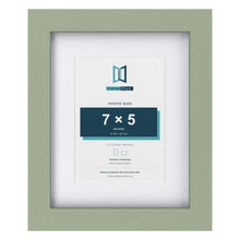 Green 10 x 8 inch picture frame with a white mount for a 7 x 5 inch photo