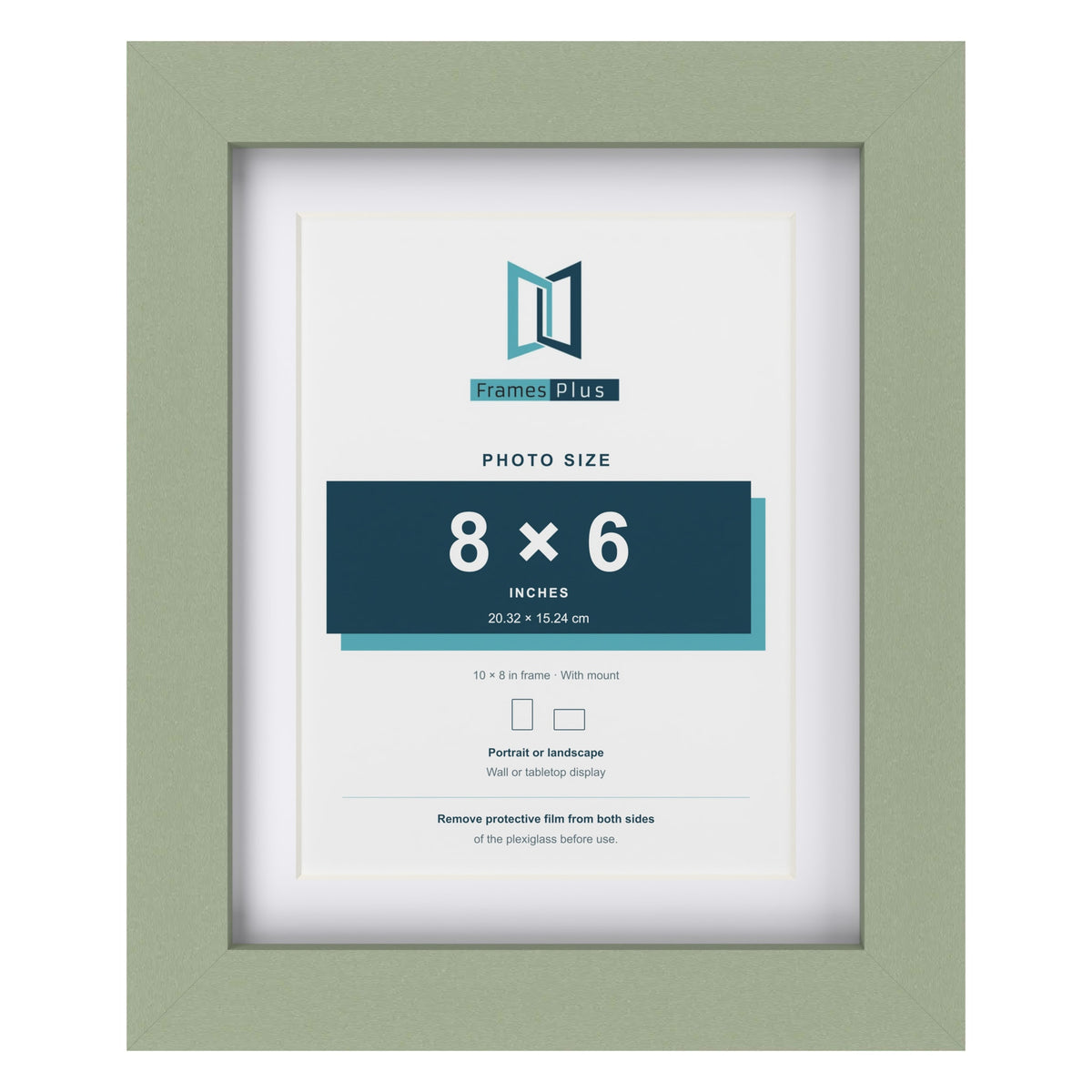 Green 10 x 8 inch picture frame with a white mount for a 8 x 6 inch photo