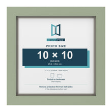 Green 11 x 11 inch picture frame with a Dawn Grey mount for a 10 x 10 inch photo