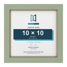 Green 11 x 11 inch picture frame with an ivory mount for a 10 x 10 inch photo