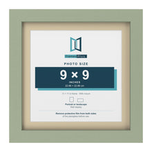 Green 11 x 11 inch picture frame with an ivory mount for a 9 x 9 inch photo