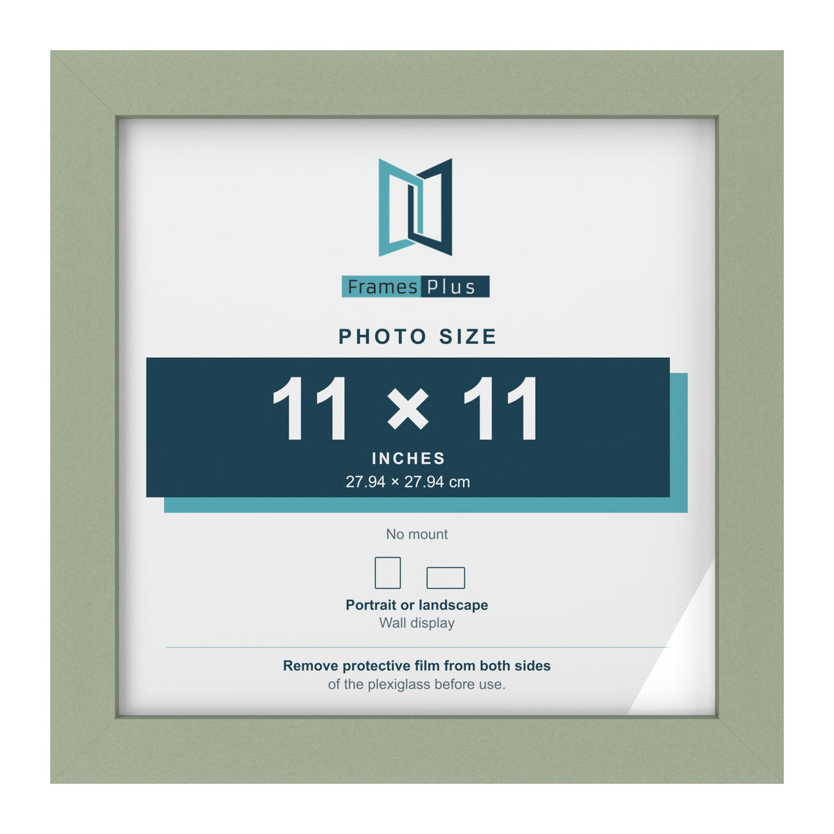 Green picture frame for a 11 x 11 inch photo