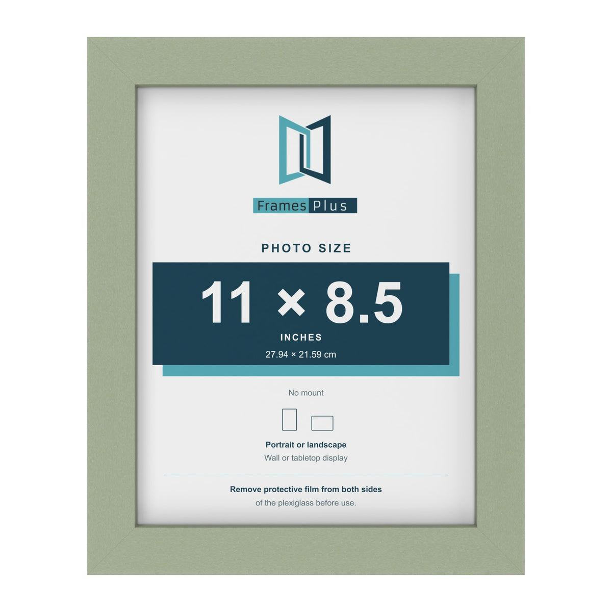 Green picture frame for an 11 x 8.5 inch photo