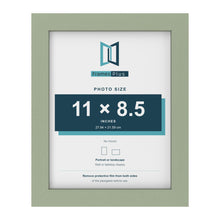 Green picture frame for an 11 x 8.5 inch photo