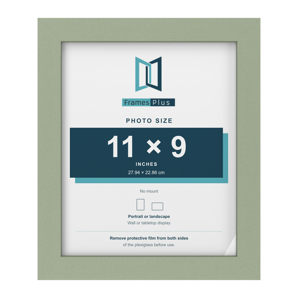 Green picture frame for a 11 x 9 inch photo