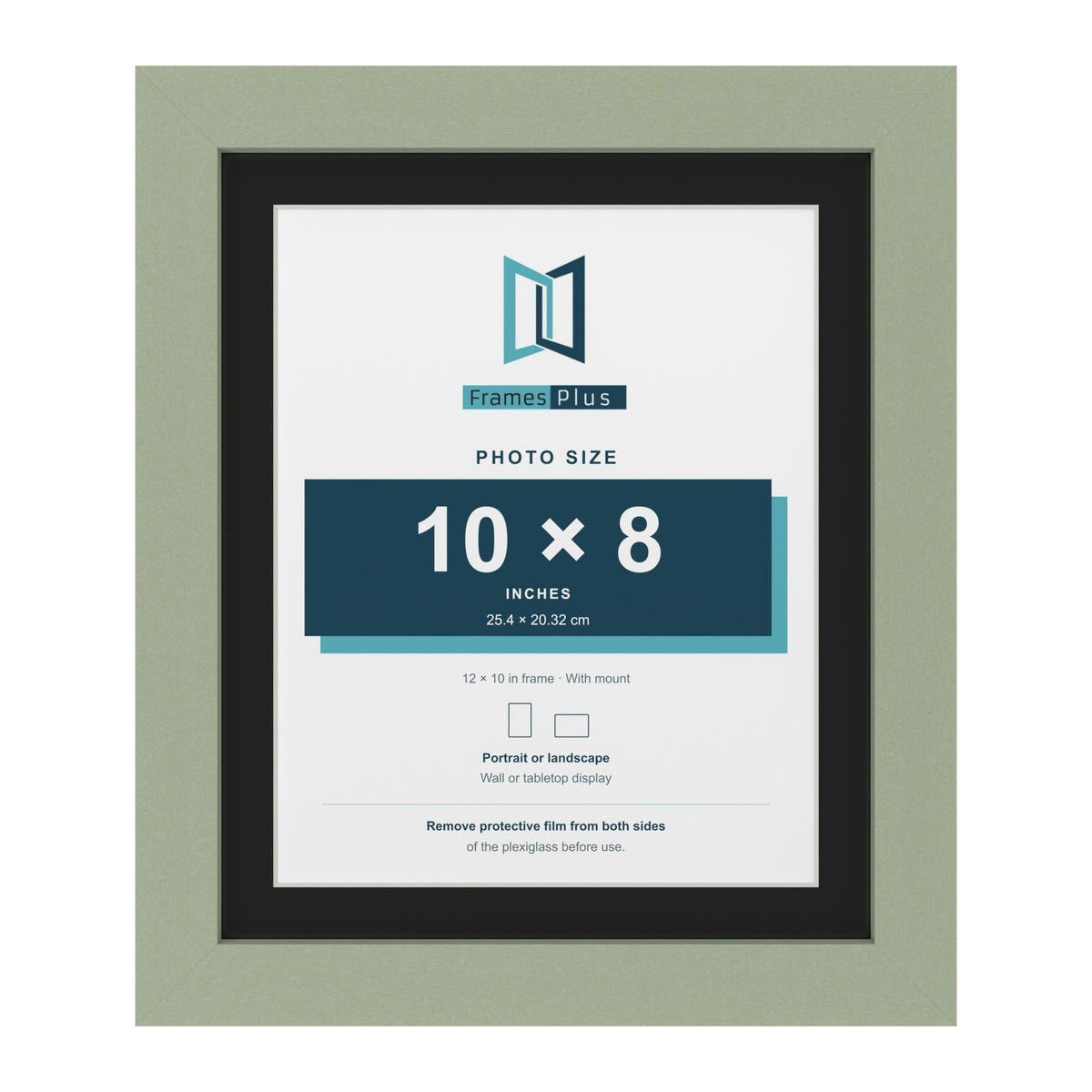 Green 12 x 10 inch picture frame with a black mount for a 10 x 8 inch photo