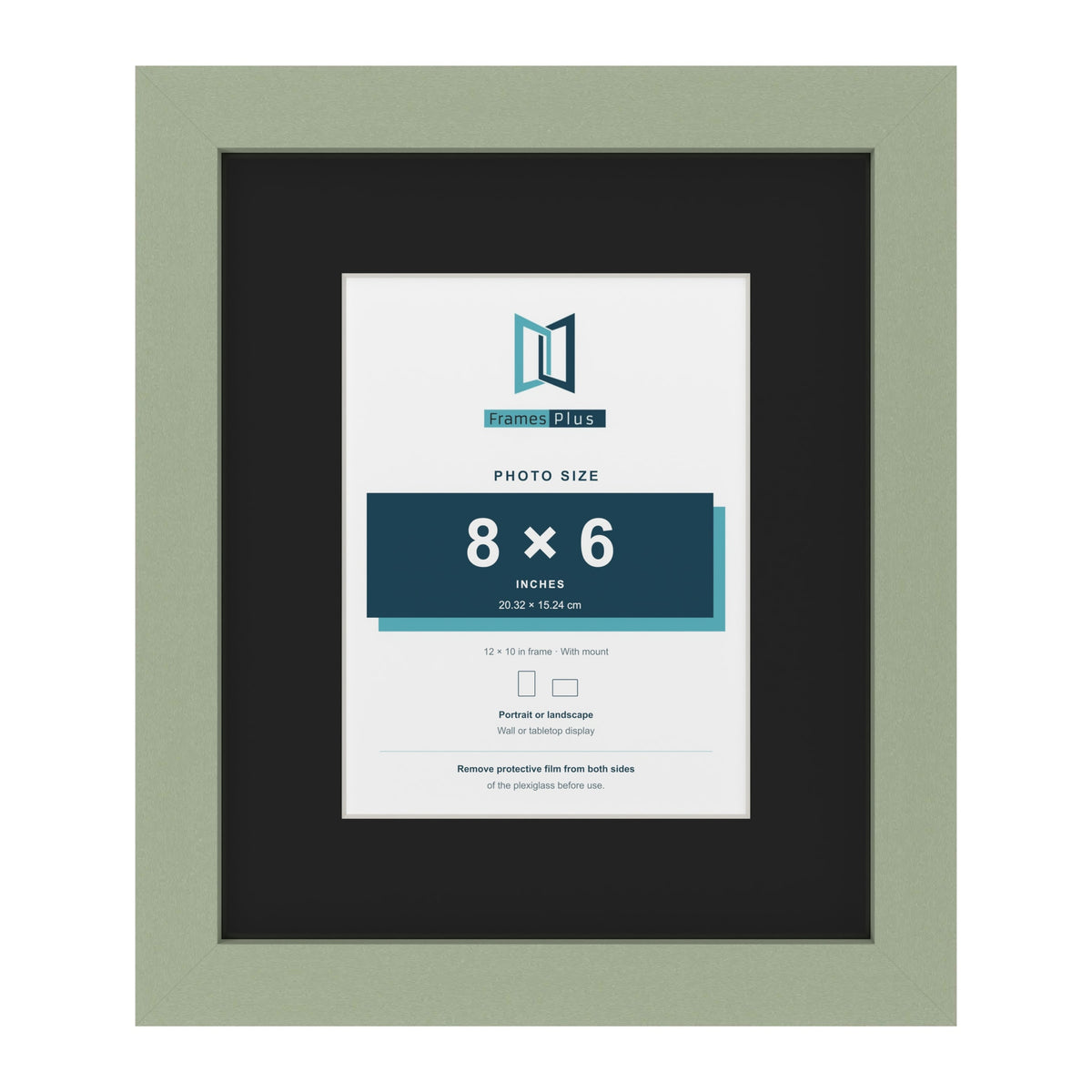 Green 12 x 10 inch picture frame with a black mount for an 8 x 6 inch photo