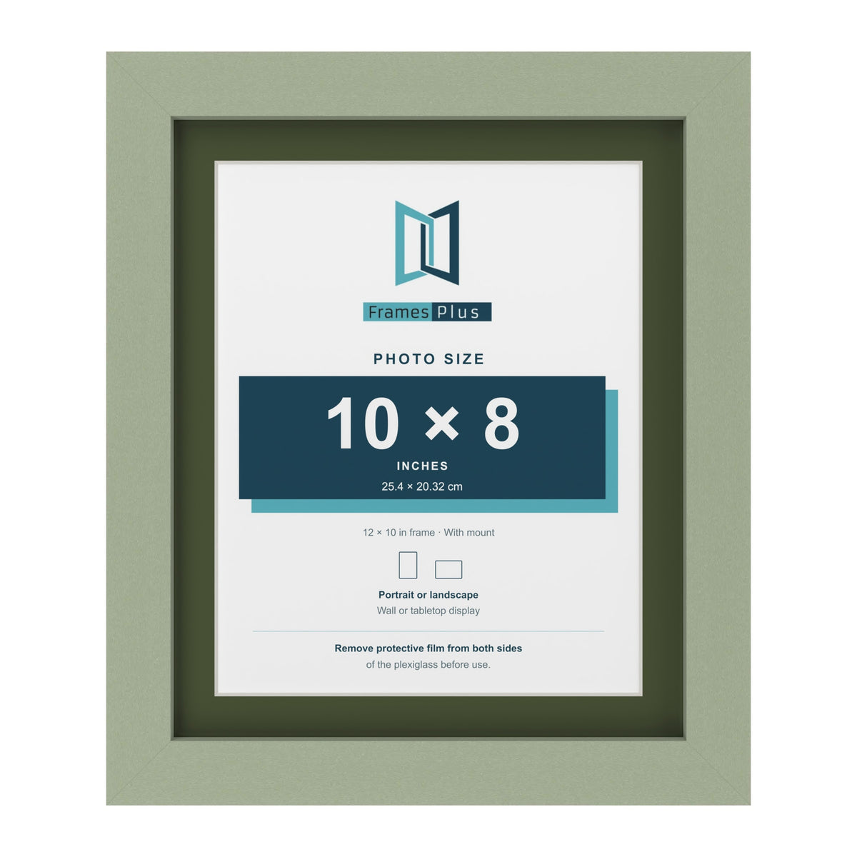 Green 12 x 10 inch picture frame with a green mount for a 10 x 8 inch photo