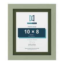Green 12 x 10 inch picture frame with a green mount for a 10 x 8 inch photo