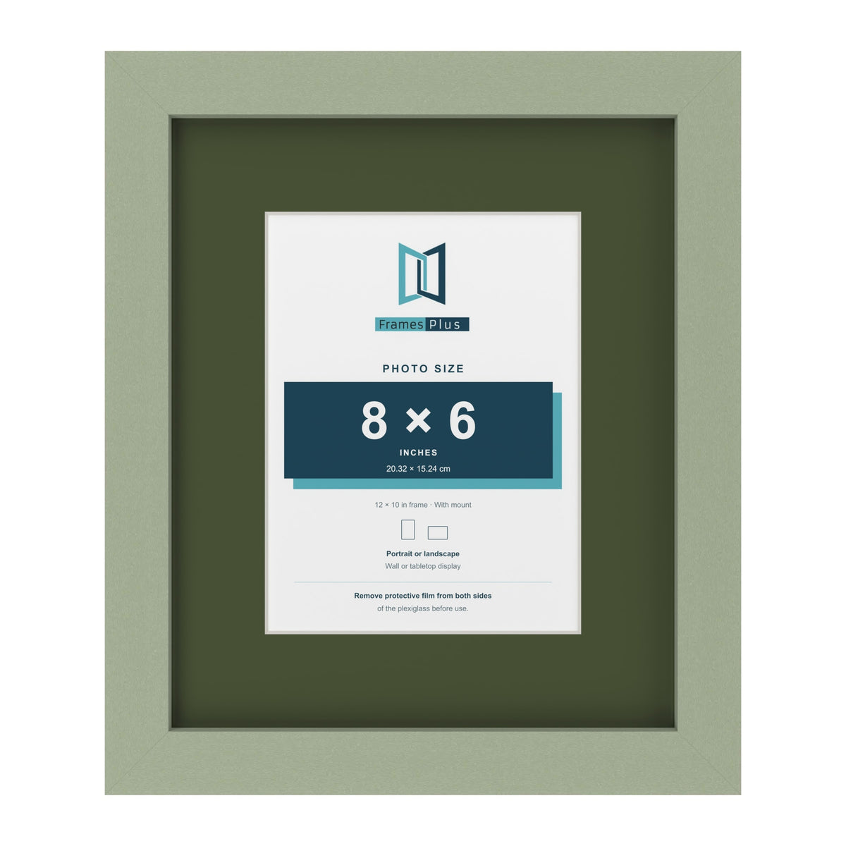 Green 12 x 10 inch picture frame with a green mount for an 8 x 6 inch photo