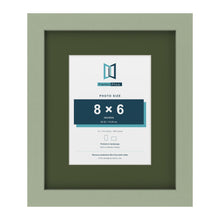 Green 12 x 10 inch picture frame with a green mount for an 8 x 6 inch photo