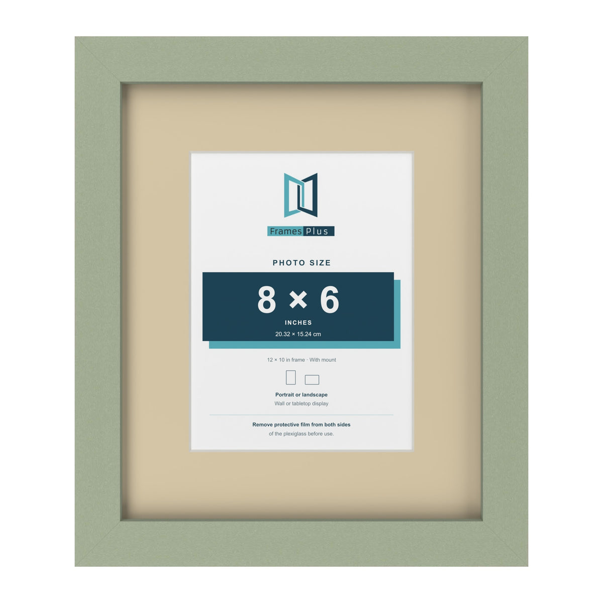 Green 12 x 10 inch picture frame with an ivory mount for an 8 x 6 inch photo