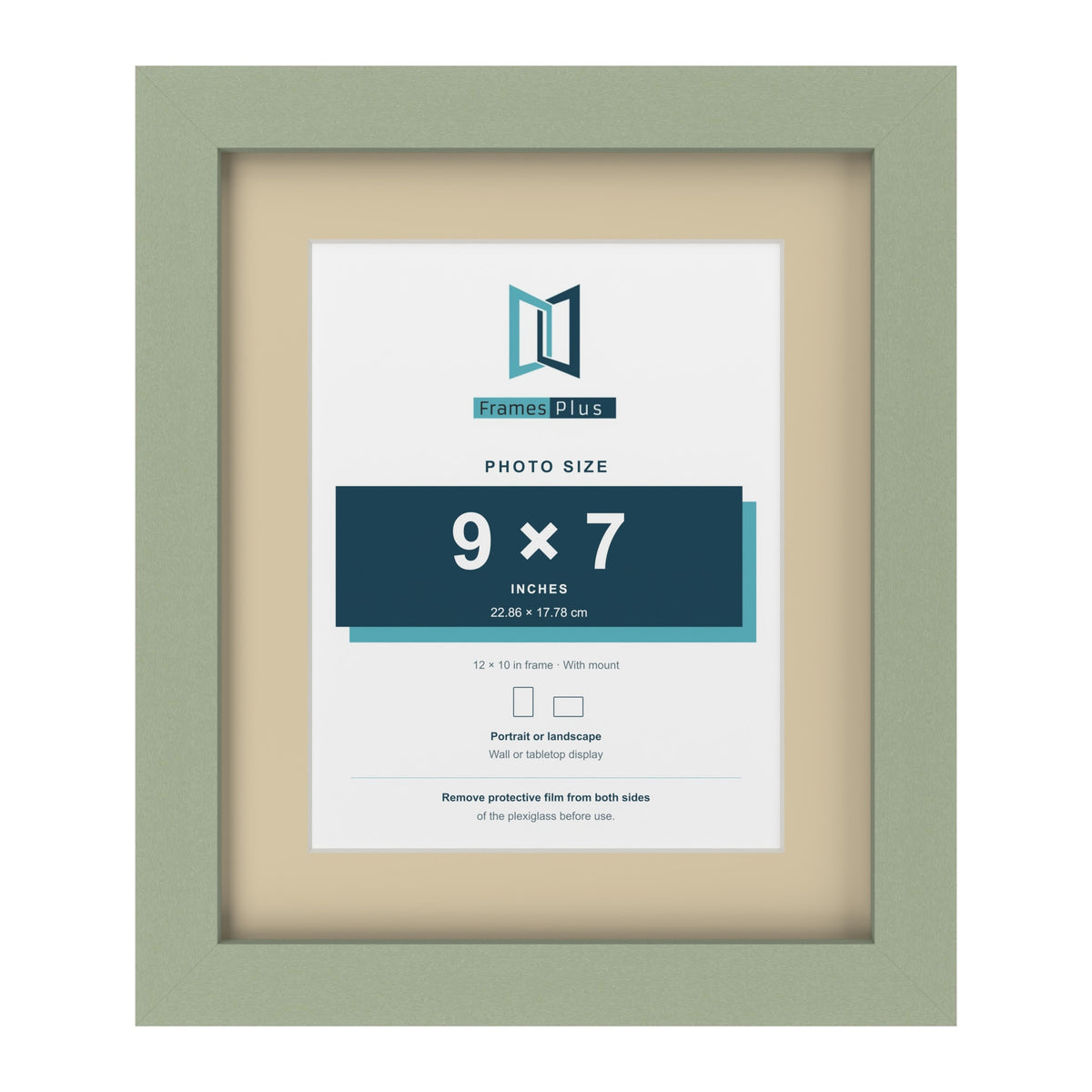 Green 12 x 10 inch picture frame with an ivory mount for a 9 x 7 inch photo
